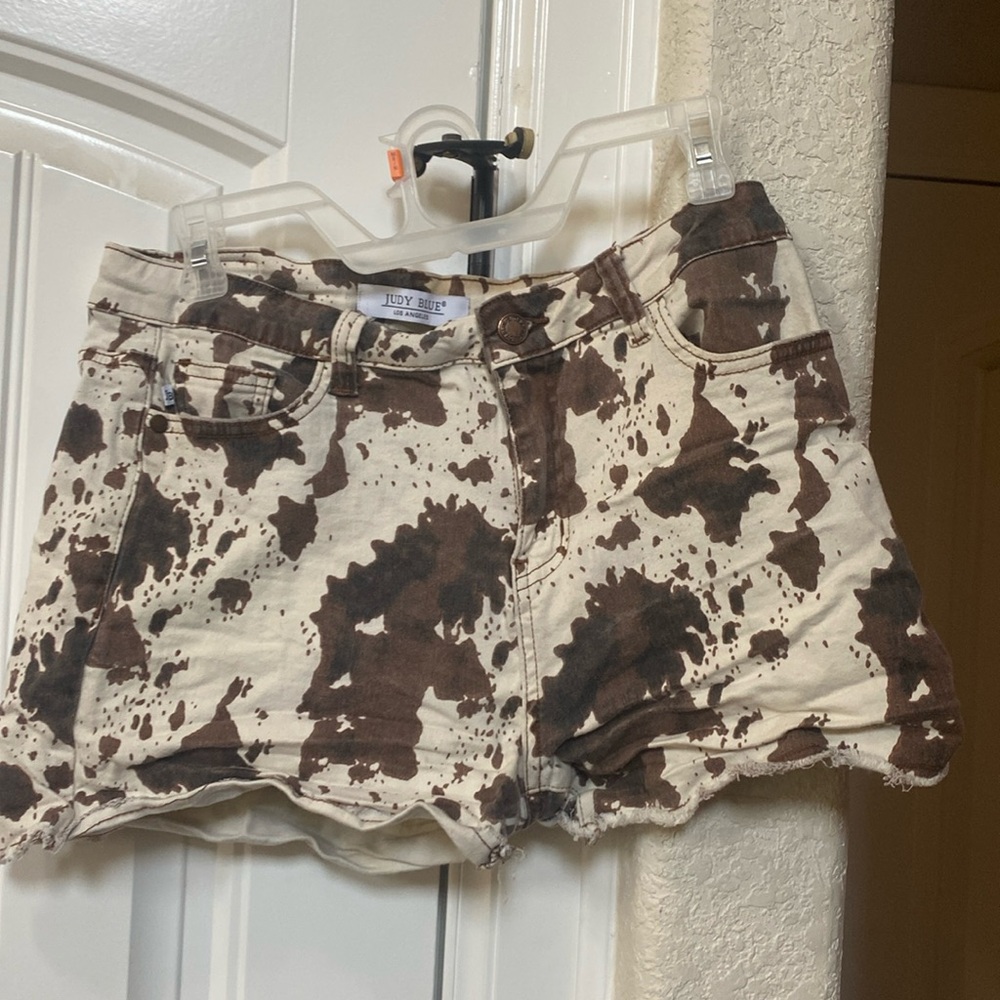 Brown cow print shorts